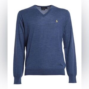 Polo Ralph Lauren Cotton V-Neck Sweater light blue embroidered pony mens XXL